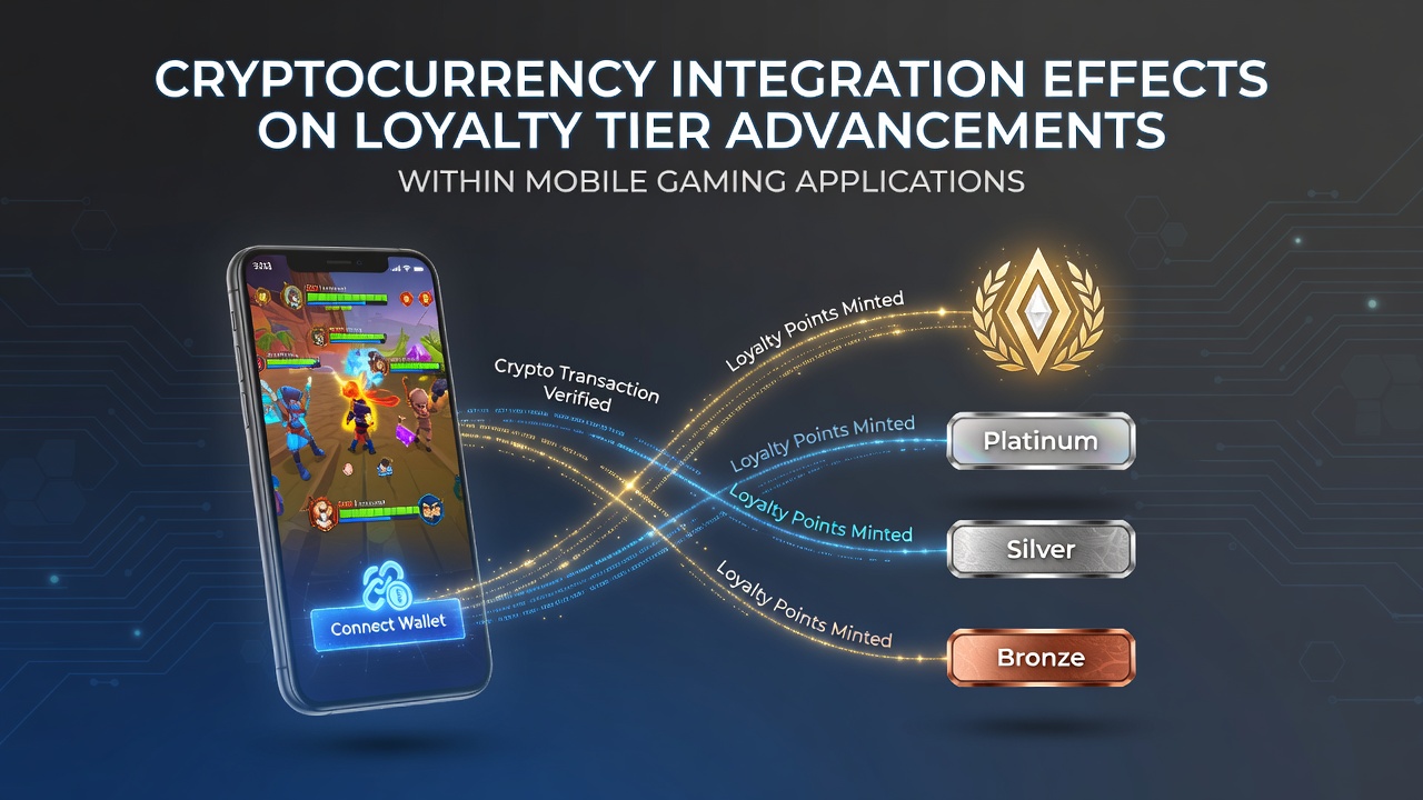 Mobile gaming interface showing cryptocurrency wallet integration and loyalty tier progress bars