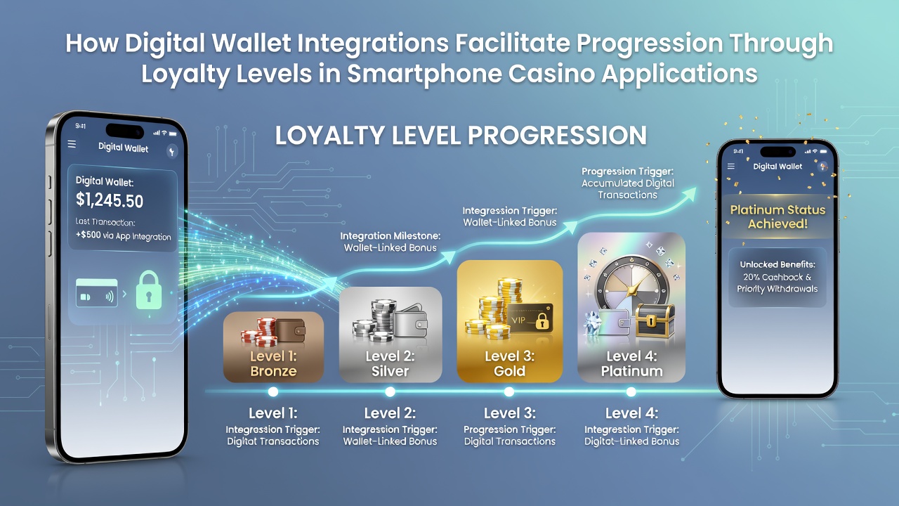 Smartphone screen showing digital wallet transaction in a casino app with loyalty progress bar