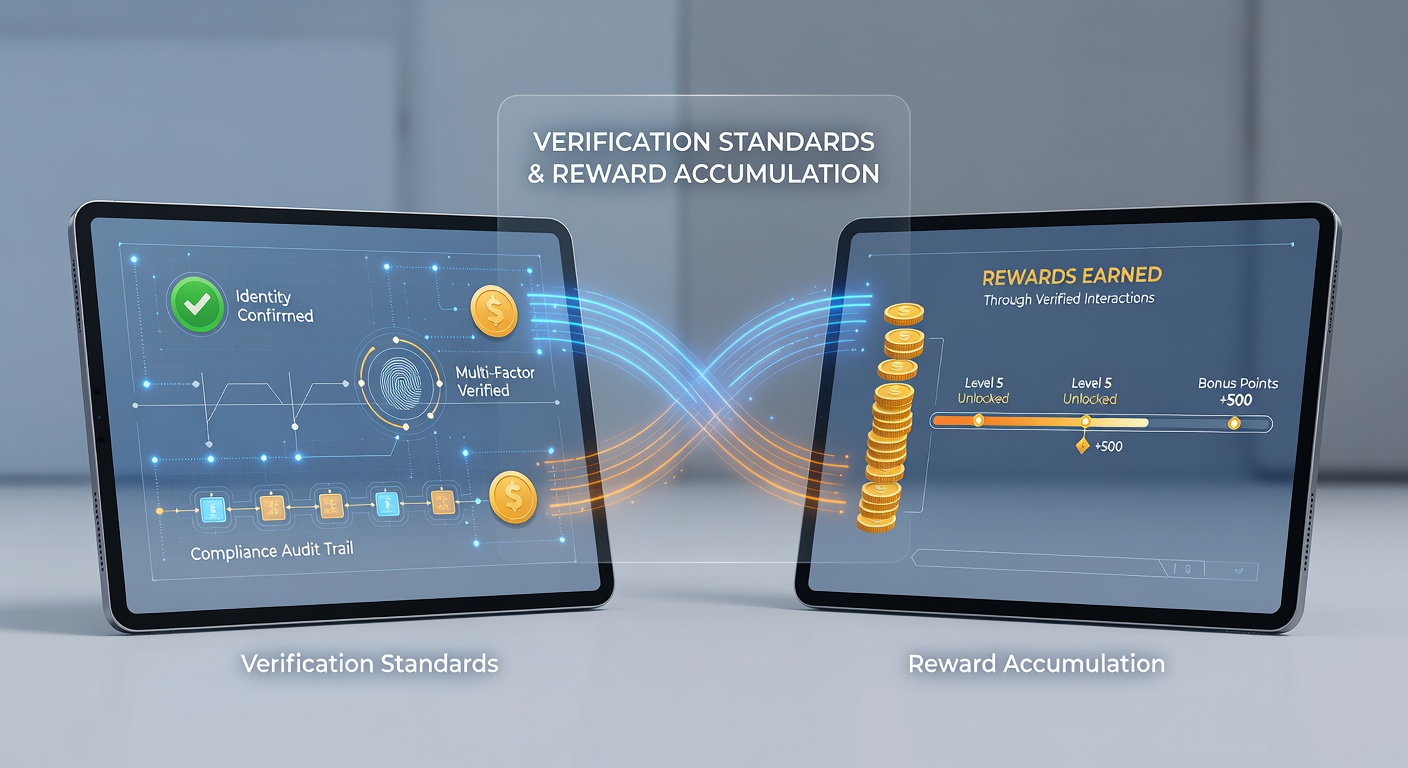 Mobile interface showing synchronized verification status and accumulated rewards in an entertainment application