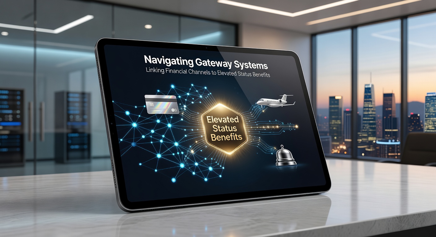 Mobile user engaging with elevated status rewards through integrated payment gateway on a tablet device