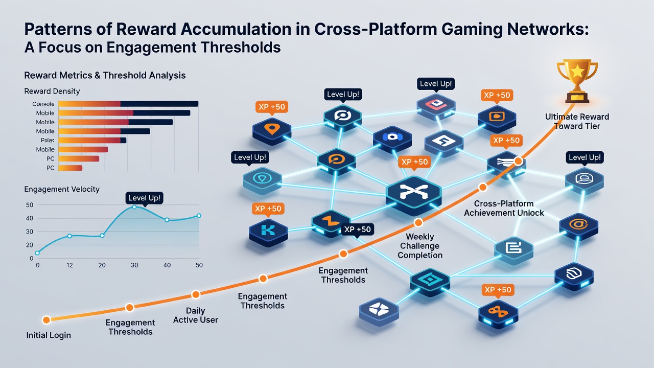 Graph illustrating reward accumulation curves across different engagement thresholds in gaming networks