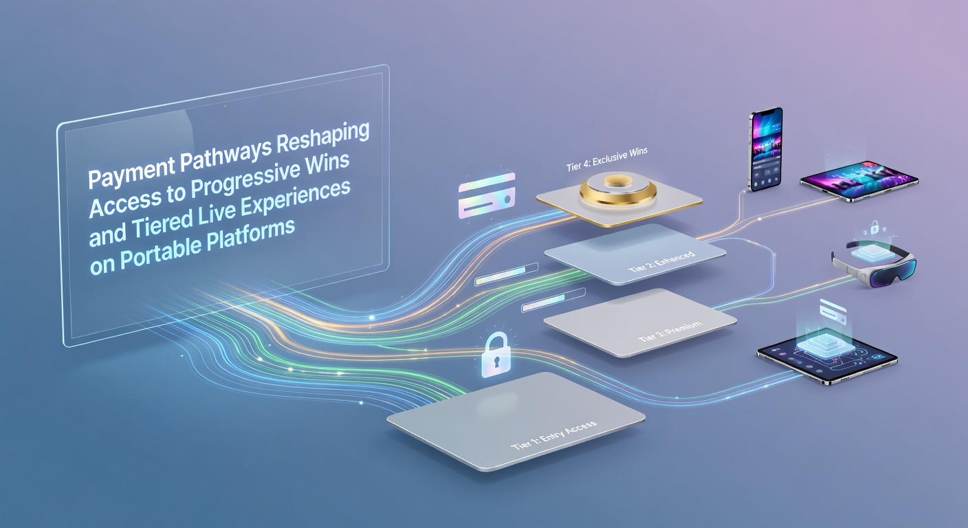 Illustration of mobile payment pathways connecting users to progressive jackpot wins and tiered live dealer sessions on portable devices