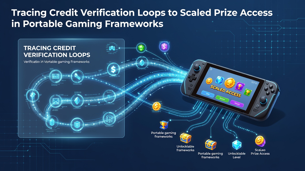 Mobile gaming interface displaying credit verification process and prize tiers on a portable device