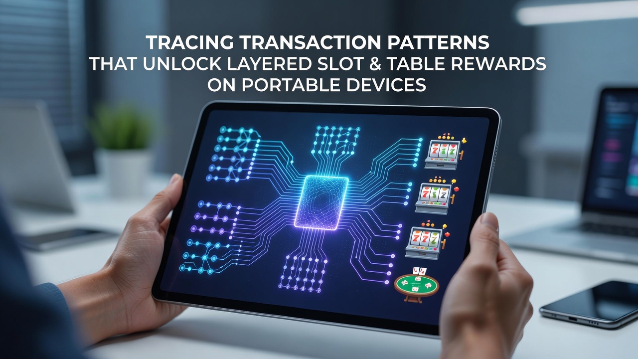 Analytics dashboard showing transaction flows linking slot and table rewards on mobile devices